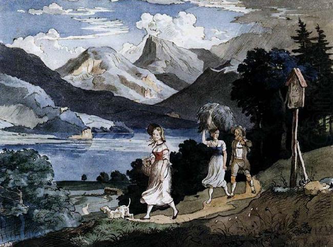 Adrian Ludwig Richter The Fuschlsee with the Schafberg Mountain in the Salzkammergut china oil painting image